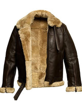 Men’s Pilot Jacket – Leather Look with Faux Fur Warmth