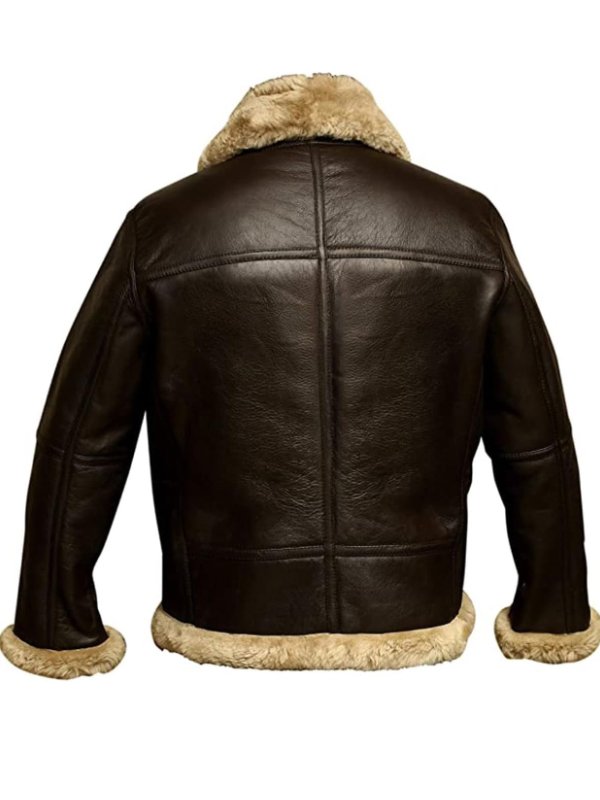 Men’s Pilot Jacket – Leather Look with Faux Fur Warmth