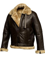 Men’s Pilot Jacket – Leather Look with Faux Fur Warmth