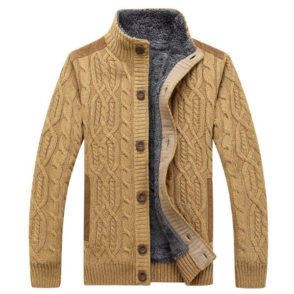 Men’s Plush-Lined Cardigan | Soft Knit & Fleece Interior | Everyday & Layered Wear