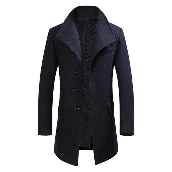 Men's Single-Breasted Long Coat – Smart & Warm Winter Outerwear