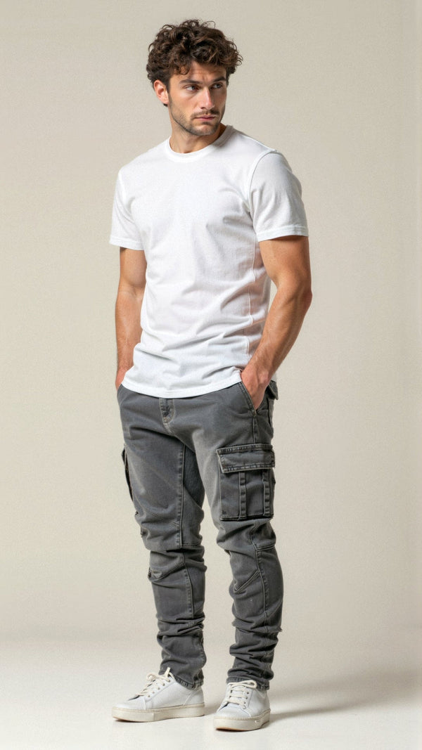 Men’s Stretch Cargo Jeans - Slim Fit & Practical Pockets