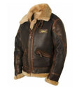 "Men's thick vintage leather jacket, brown, long sleeves, solid color, perfect for autumn and winter fashion."