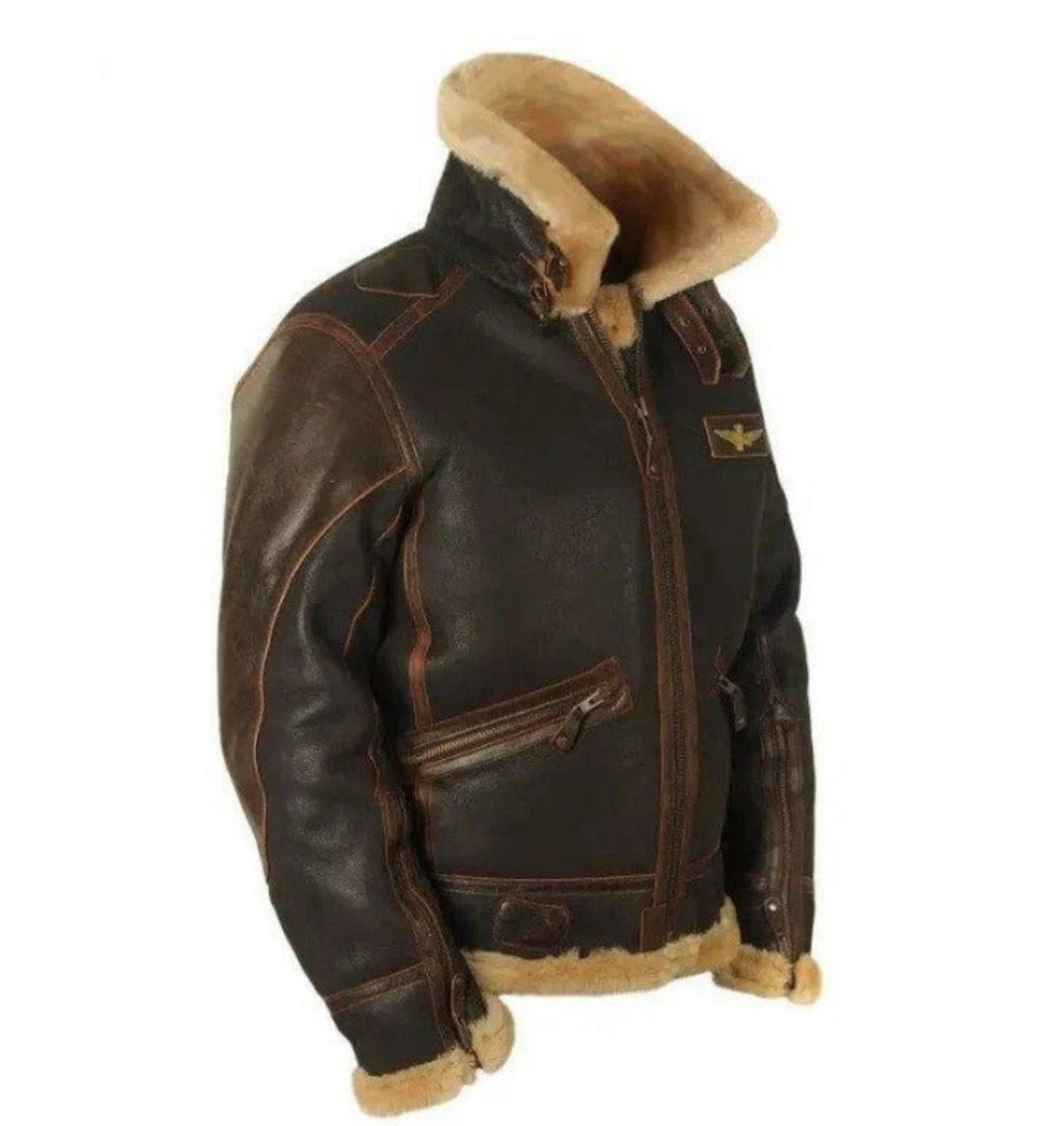 "Men's thick vintage leather jacket, brown, long sleeves, solid color, perfect for autumn and winter fashion."