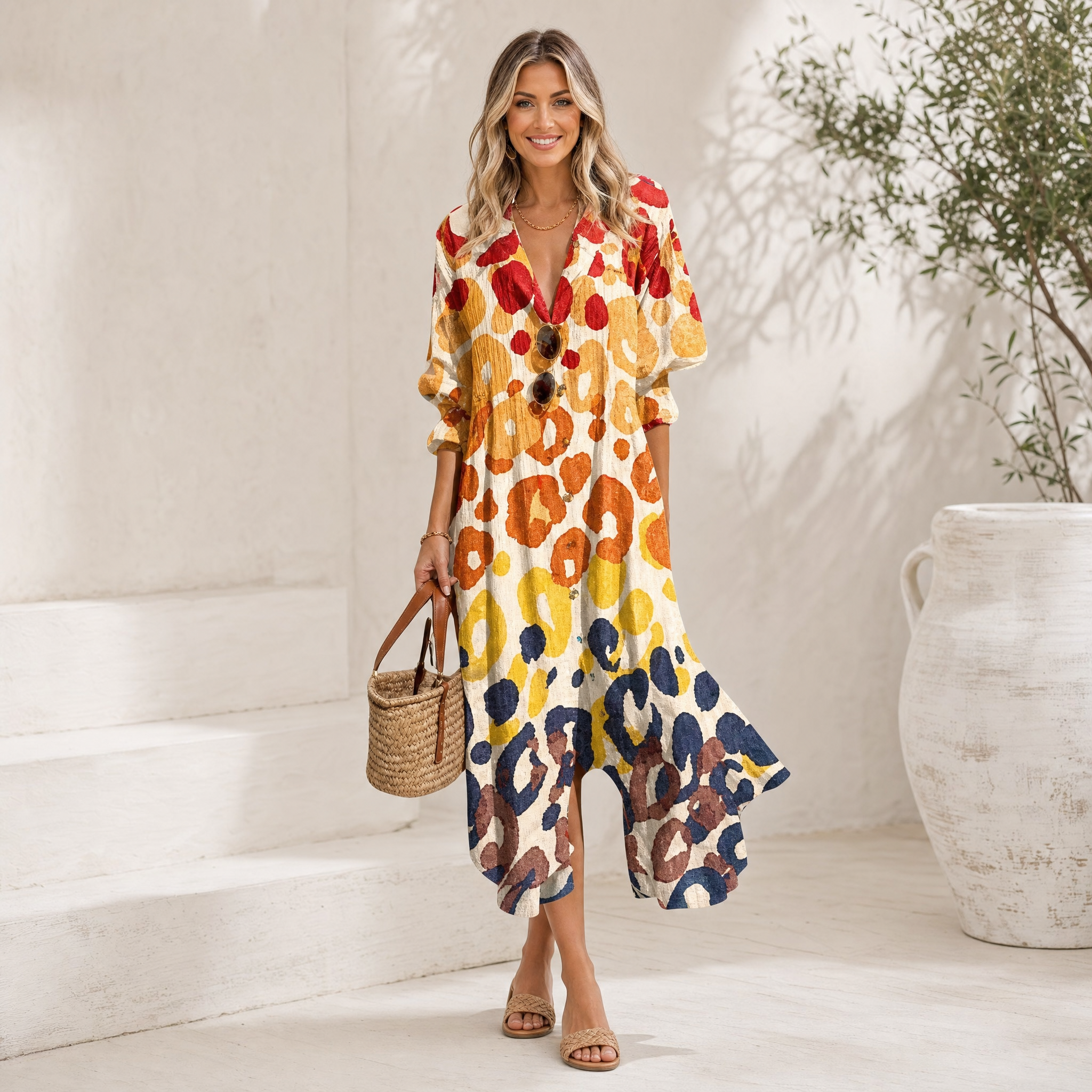 Vestito estivo boho da donna – abito casual fluente per la giornata in spiaggia