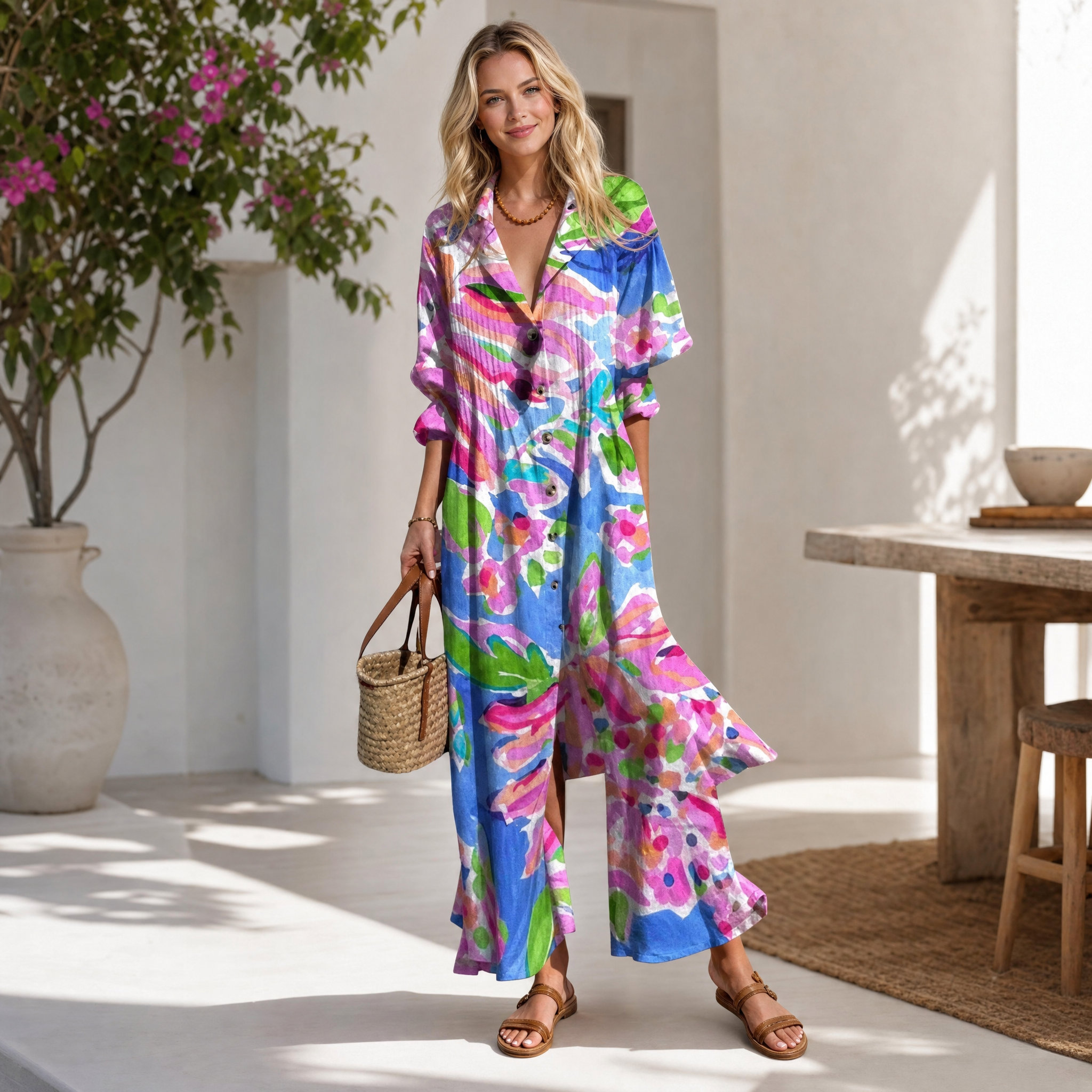 Vestito estivo boho da donna – abito casual fluente per la giornata in spiaggia