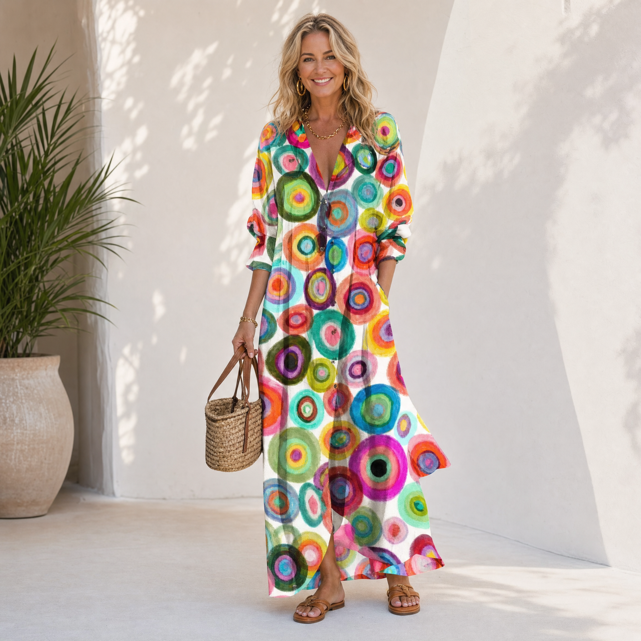 Vestito estivo boho da donna – abito casual fluente per la giornata in spiaggia
