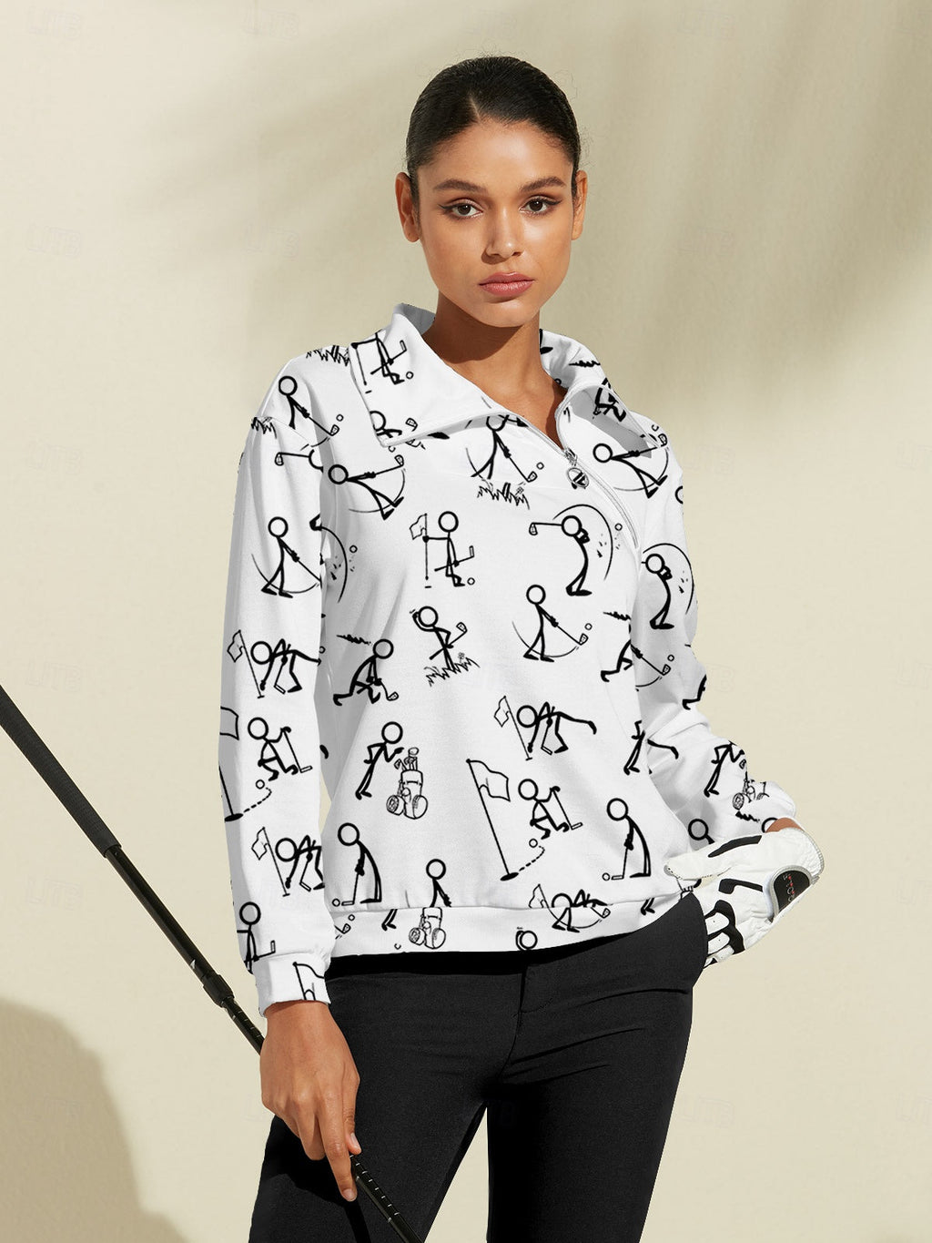 Women’s Stretch Golf Sweatshirt with Quarter Zip