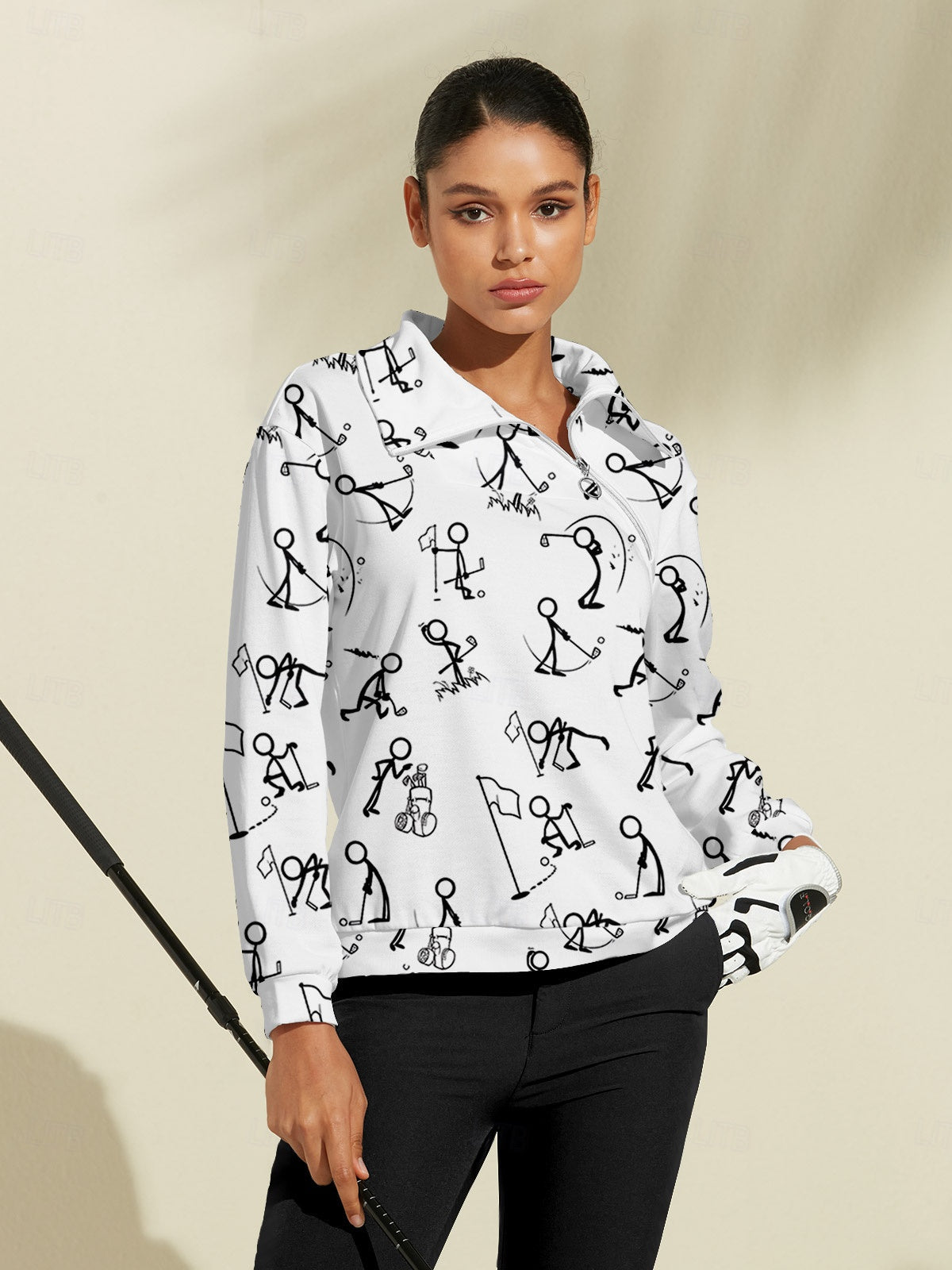 Women’s Stretch Golf Sweatshirt with Quarter Zip