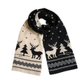 Women's Reversible Christmas Scarf | Deer and Elk Knit Pattern | Soft Wool Feel Winter Wrap for Festive and Daily Use