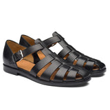 Men’s Leather Sandals – Roman Style with Buckle | Closed-Toe Summer & Holiday Footwear