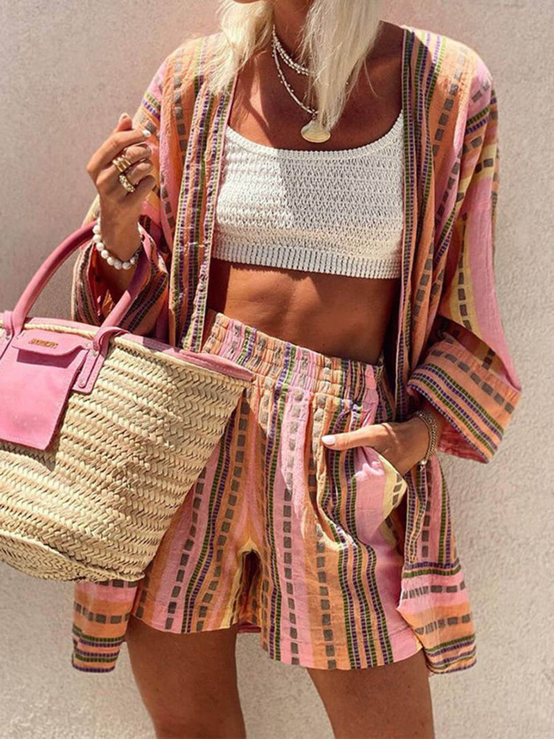 Ellery Women’s Abstract Print Summer Set – Casual Loose Top & Shorts for Holidays