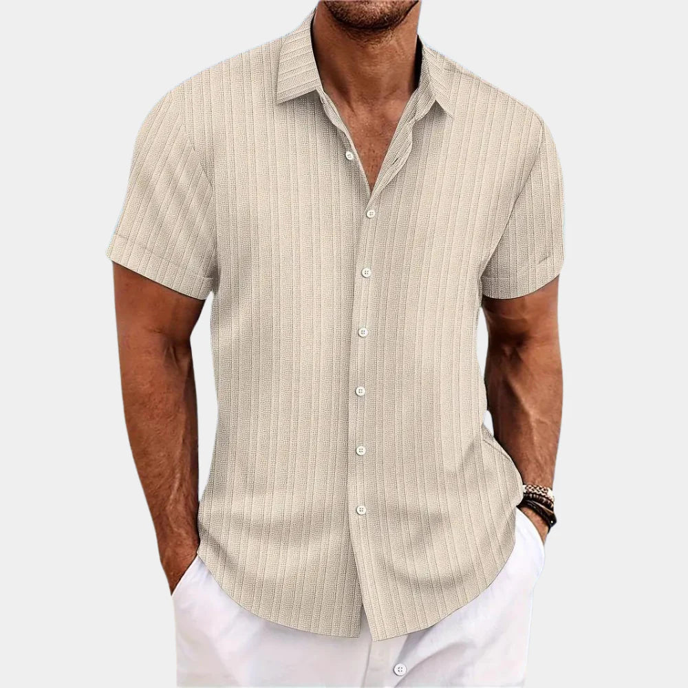 Niki | Men's Textured Short Sleeve Button-Up Shirt