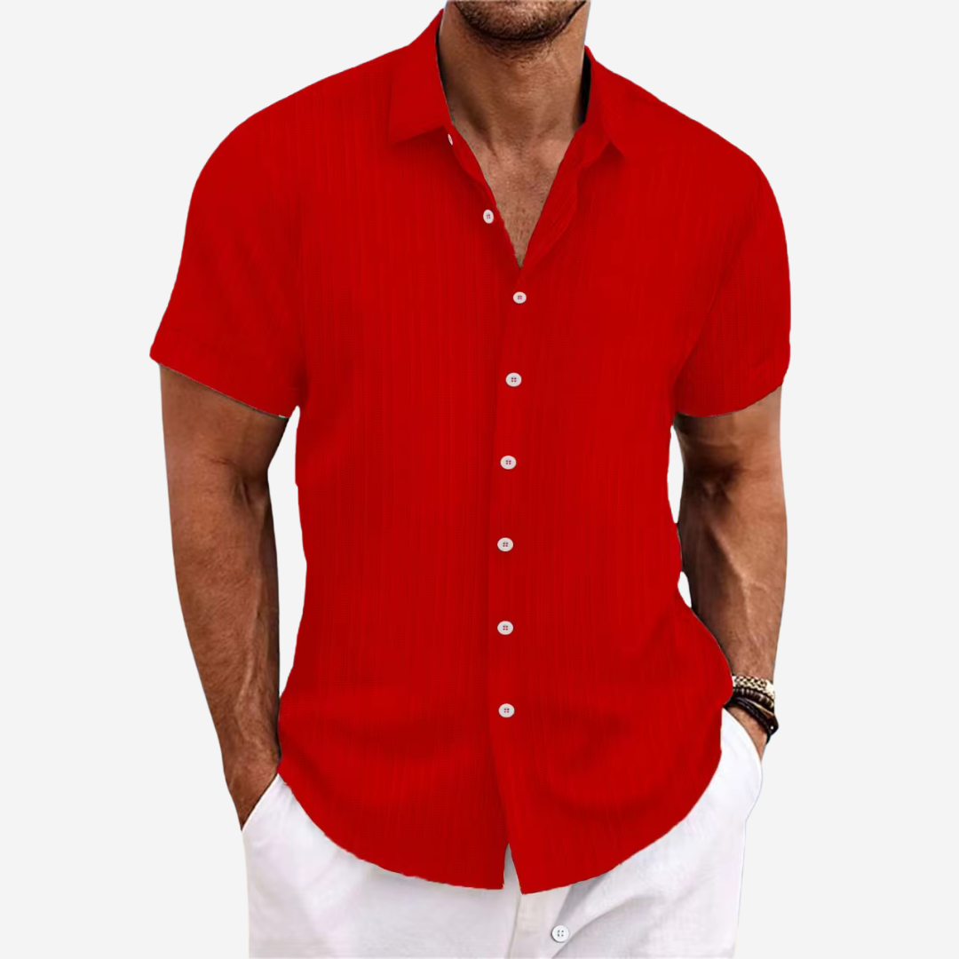 Niki | Men's Textured Short Sleeve Button-Up Shirt