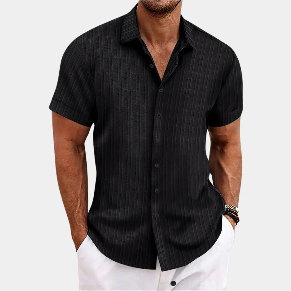 Niki | Men's Textured Short Sleeve Button-Up Shirt
