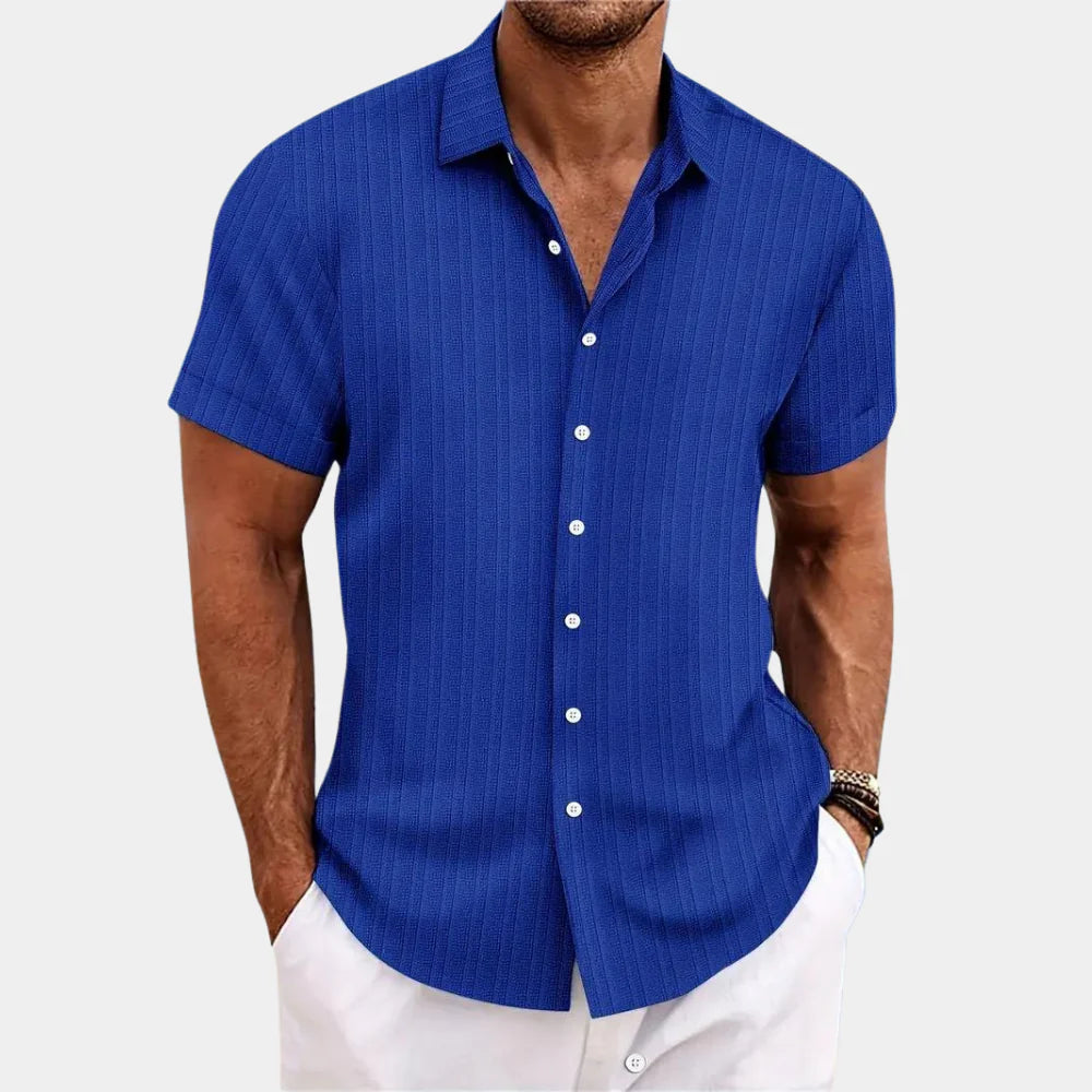 Niki | Men's Textured Short Sleeve Button-Up Shirt