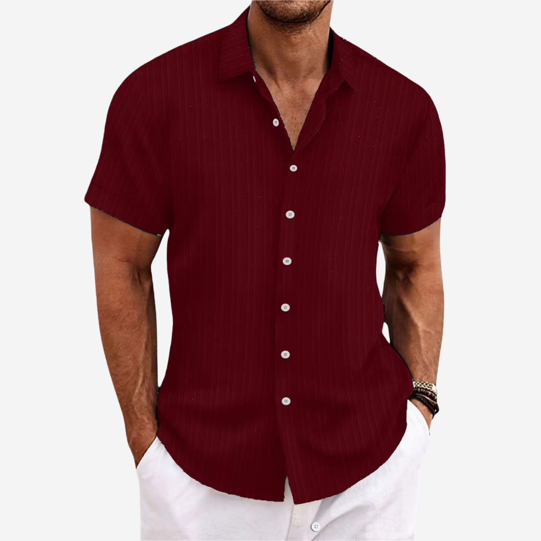 Niki | Men's Textured Short Sleeve Button-Up Shirt