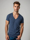 Niki | Men's V-Neck T-Shirt with Distressed Neckline