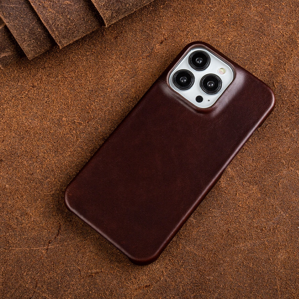 Niki | Oil Wax Genuine Leather Apple iPhone Case