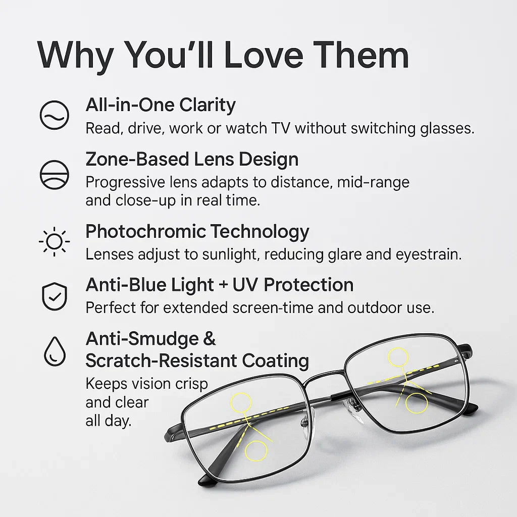 Niki | Progressive Multifocal Glasses for Clear Vision - German intelligent design for everyday use