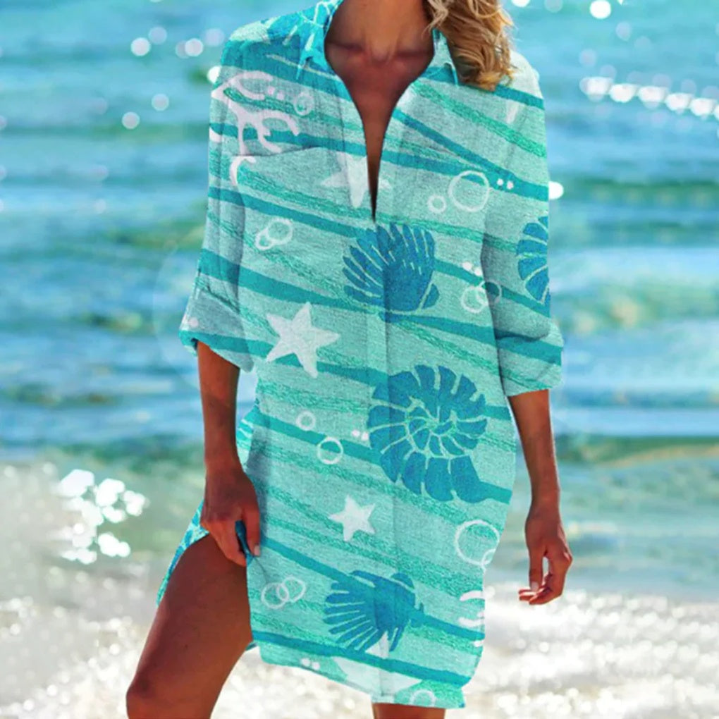 Niki | Women's Beach Shirt Cover-Up - Tie-Dye Print