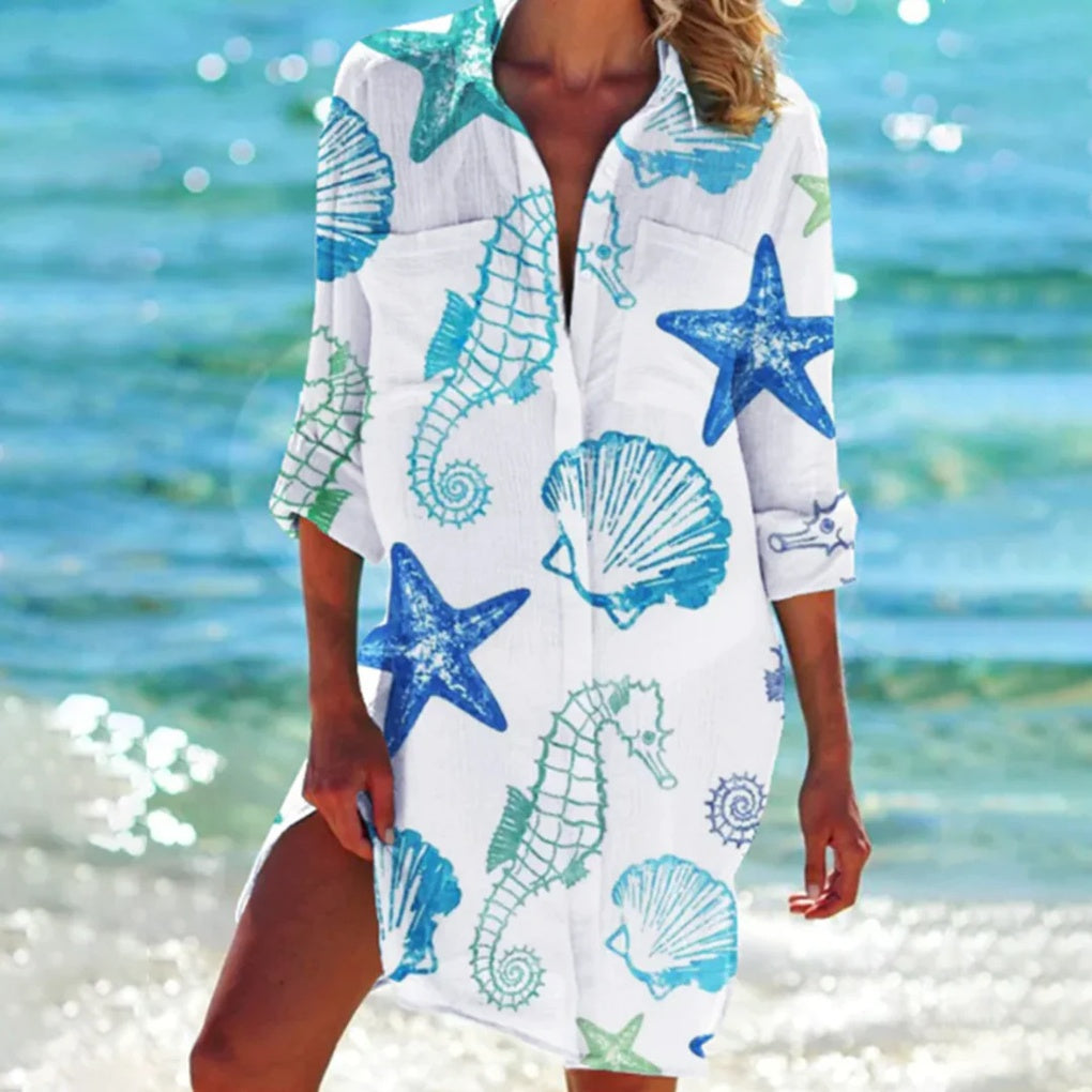 Niki | Women's Beach Shirt Cover-Up - Tie-Dye Print