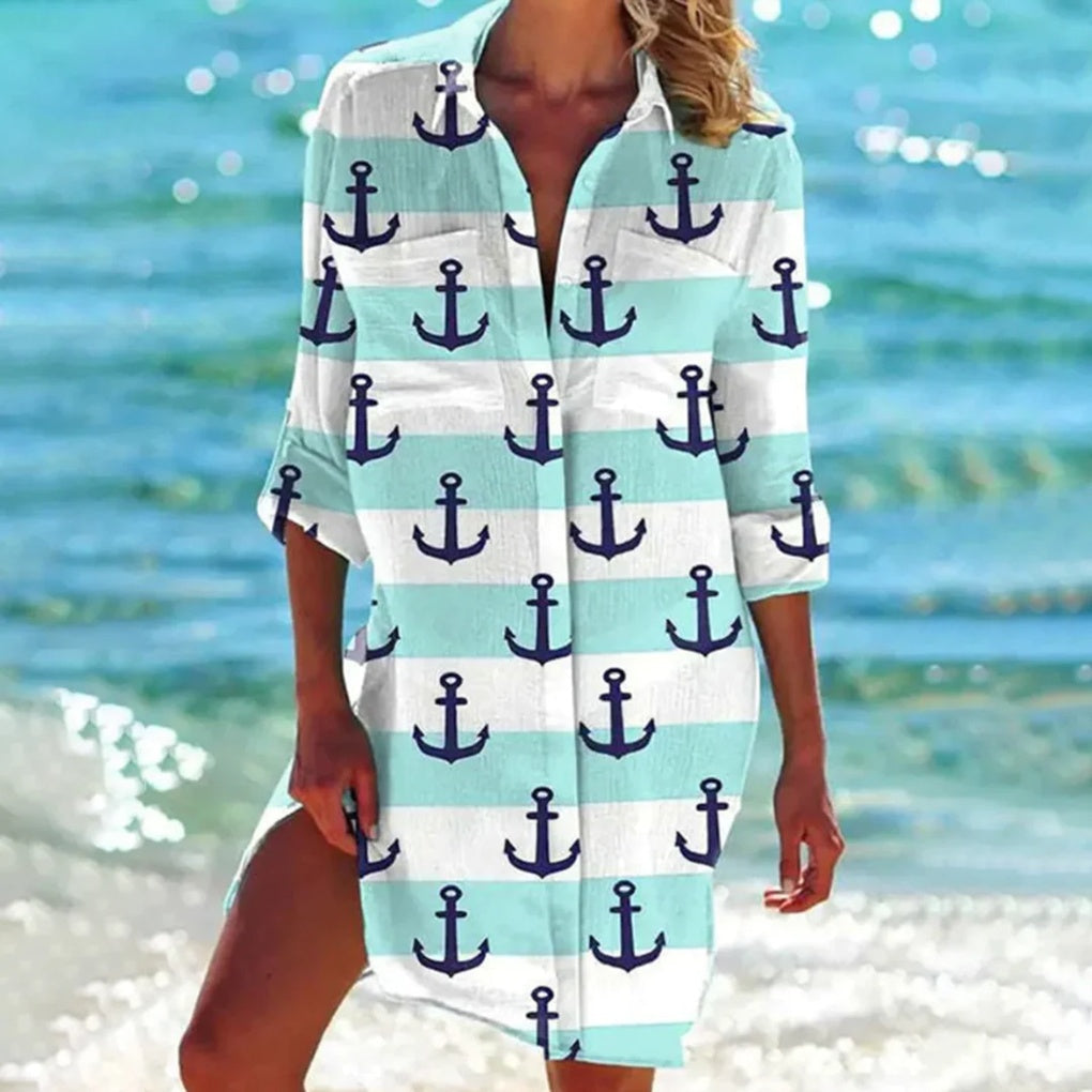 Niki | Women's Beach Shirt Cover-Up - Tie-Dye Print