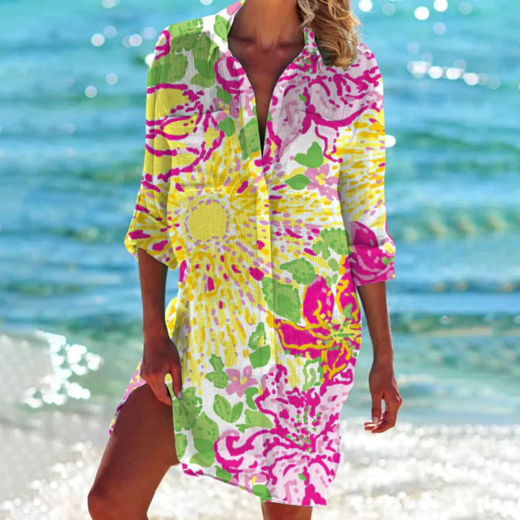 Niki | Women's Beach Shirt Cover-Up - Tie-Dye Print
