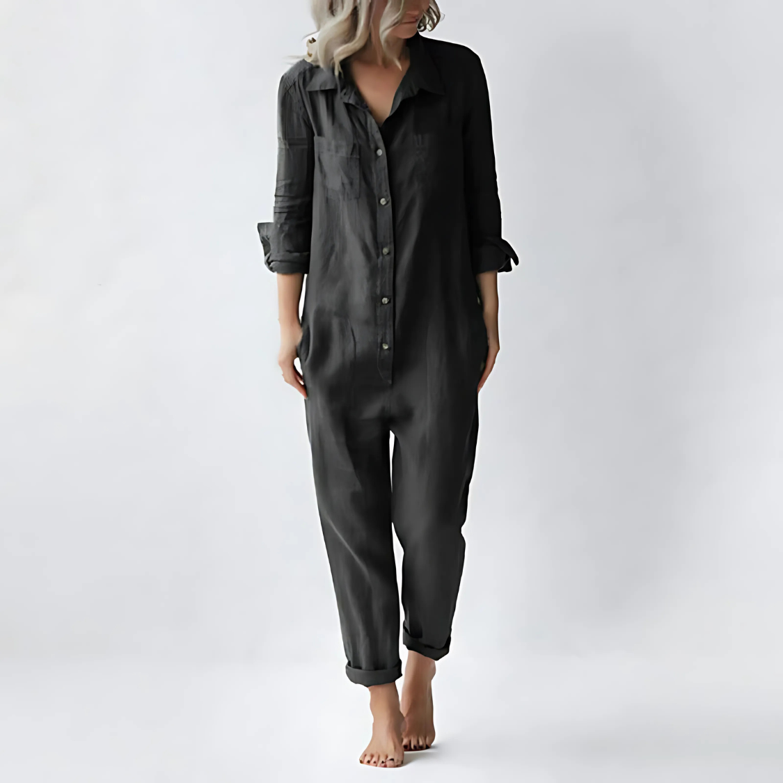 Niki | Women's Button-Up Jumpsuit with Chest Pockets