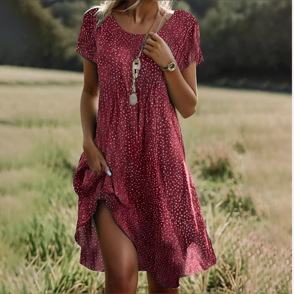Niki | Women's Casual Midi Dress with Polka Dots