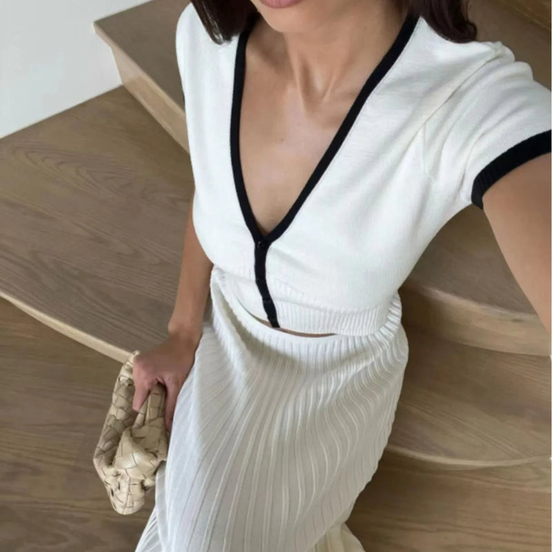 Women's Two-Piece Ribbed Set | Classic Elegance & Comfort | Soft Fabric