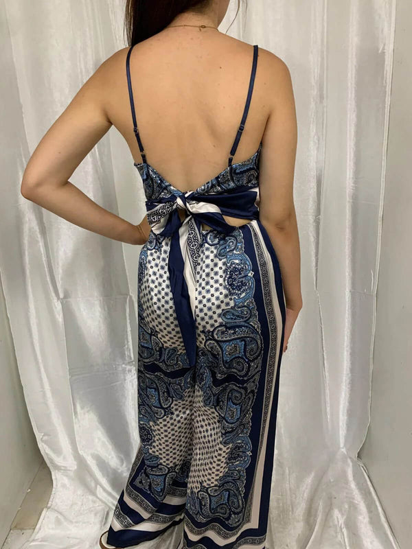 Women’s Floral Two-Piece Set | Bandeau Top & Printed Trousers for Day & Evening Wear
