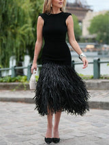 Women's Raffia Fringe Midi Dress | Boho-Inspired Summer Wear