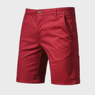 Red shorts on a light gray background