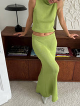 Women’s Turtleneck Vest & Long Skirt Set | Soft Knit Two-Piece for Everyday & Holiday Wear