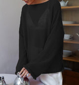 Women’s Sheer Bell Sleeve Knit Top | Smart Casual & Daily Wear