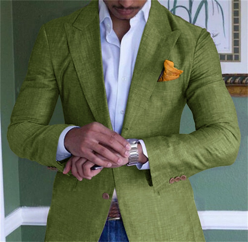 Cotton Linen Blazer  Navy Summer Professional Jacket - Product example