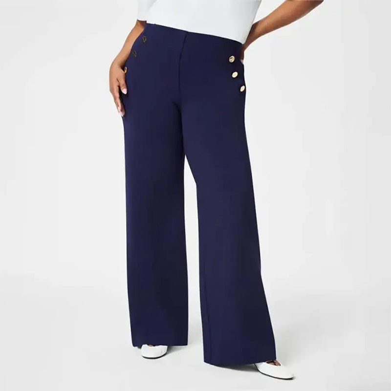 Women's Plus Size High-Waisted Trousers - Elegant & Comfy Fit for Casual & Formal Wear