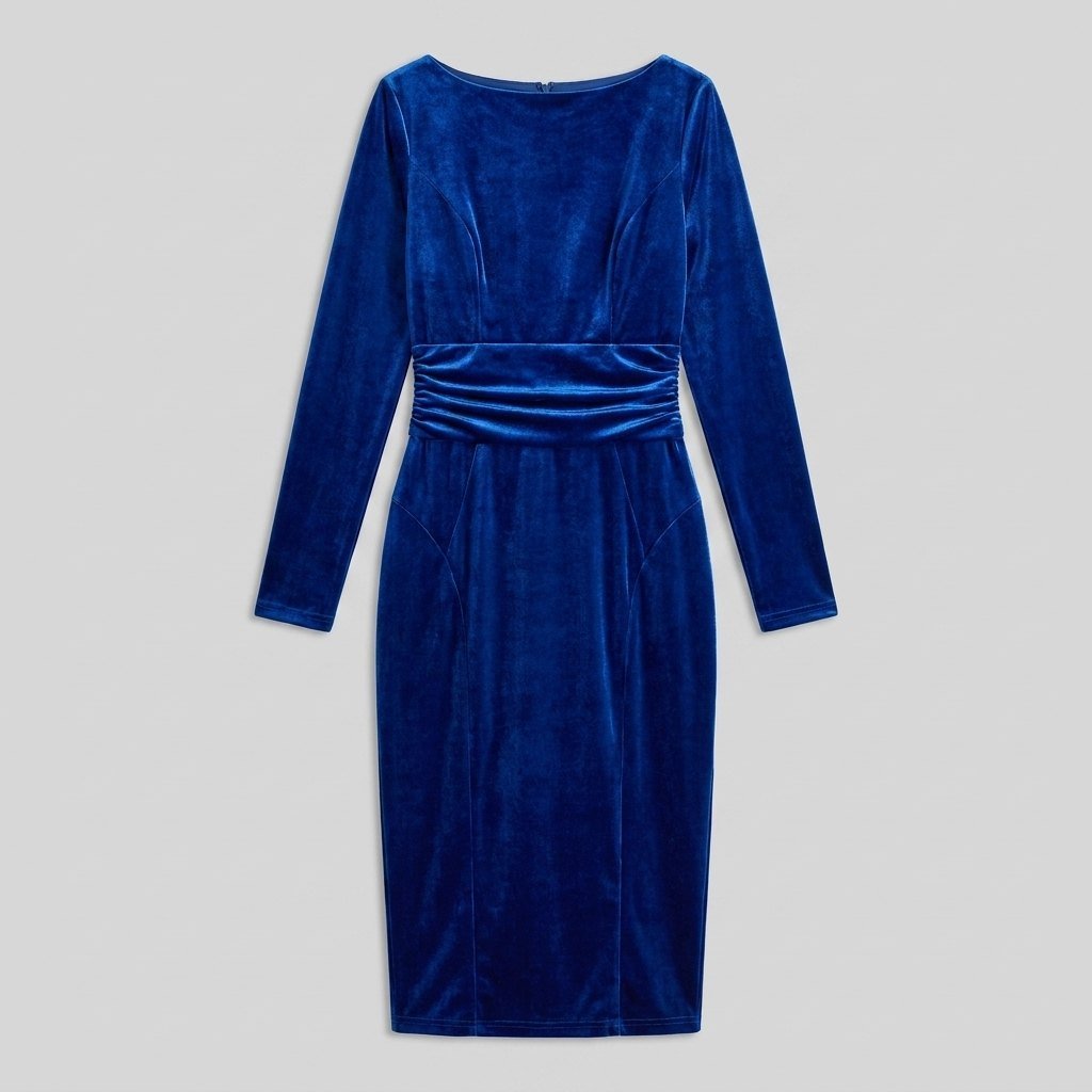 Women's Velvet Bodycon Party Dress | Long Sleeve Boat Neck Evening Dress for Christmas Parties and Winter Occasions
