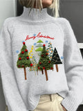 PULL DE NOËL COL ROULÉ BRODÉ POUR FEMME