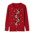 Women's Christmas Cardigan – Snowman Embroidery Button-Up Knit Sweater