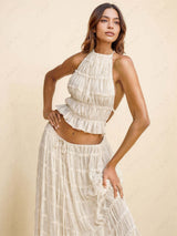 The Eliza Pleated Maxi Skirt – Tiered Design with Adjustable Waist