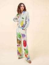 Women’s Ocean Print Trousers Set | Relaxed Fit Holiday Co-ord with Long Sleeve Top
