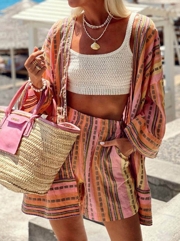 Ellery Women’s Abstract Print Summer Set – Casual Loose Top & Shorts for Holidays