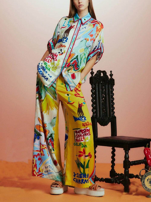 Women's Short Sleeve Blouse | Unique Graphic Print Relaxed Fit for Everyday Style