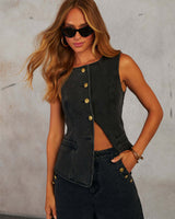 Women’s Sleeveless Denim Co-Ord Set | Wide-Leg Jeans for Casual & Everyday Wear