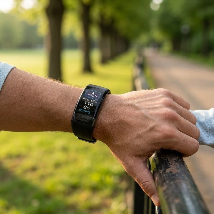 Smartwatch with ECG, Heart Rate, and Blood Pressure Monitoring