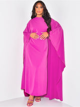 Women’s Cape Maxi Dress - Flowy Fit for Daytime & Evening Wear