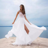 Women's Chiffon Maxi Gown – Wedding Dress with Embroidered Finish