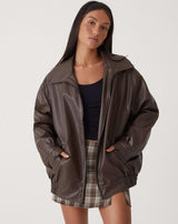 Women’s Loose Leather Jacket | Relaxed & Comfortable Fit | Everyday & Versatile Wear